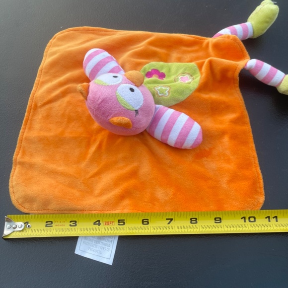 Baby Starters Lovey Security Blanket Plush Flower Bird Owl Pink Orange Green - Picture 7 of 7